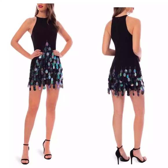 helsi Dresses & Skirts - HELSI Paillette Cocktail Dress Jewel Neck Black Size small NWT